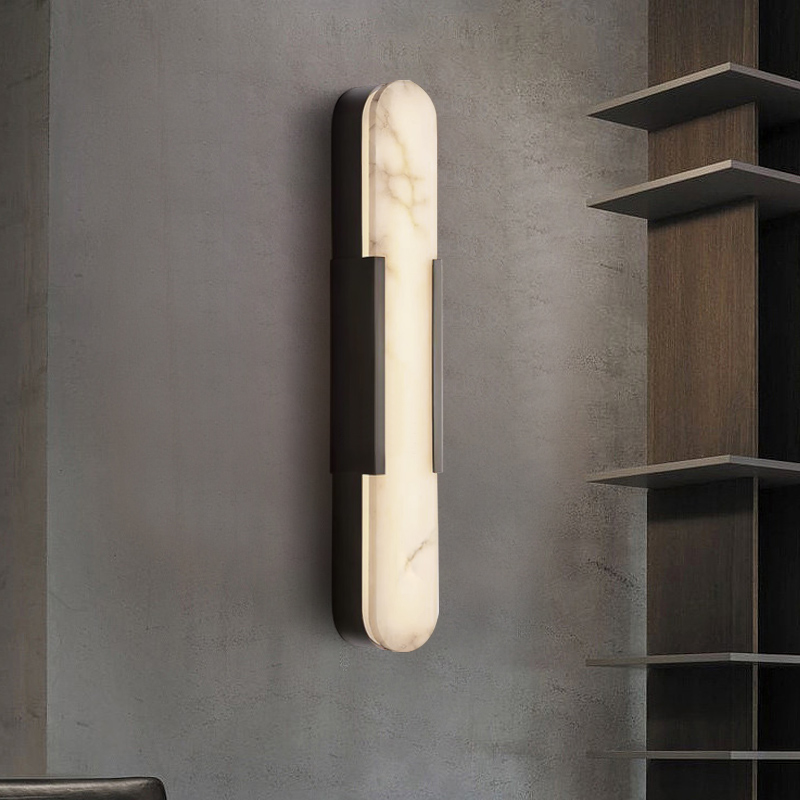 北欧后现代简约云石壁灯卧室书房床头灯客厅背景墙过道云石壁灯