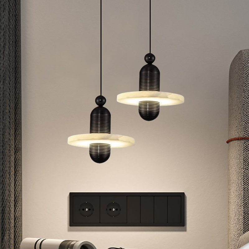 西班牙云石吊灯后现代创意设计师餐厅卧室床头吧台吊线小吊灯高端