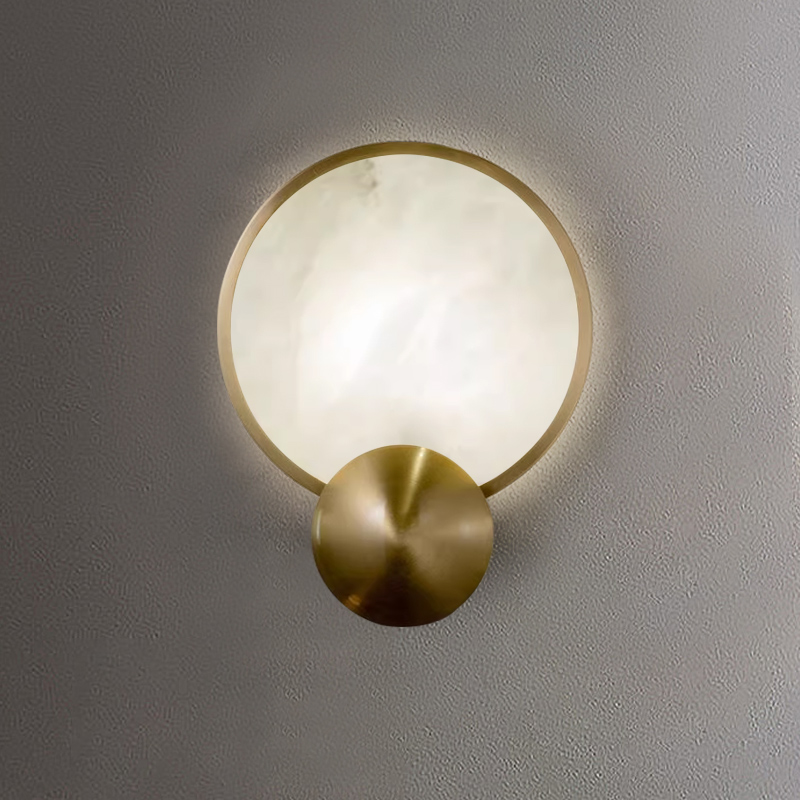 轻奢高级感简约云石壁灯全铜客厅设计师创意背景墙卧室走廊壁灯