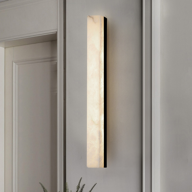 极简线条壁灯全铜云石长形卧室床头灯走廊过道灯现代简约镜前灯