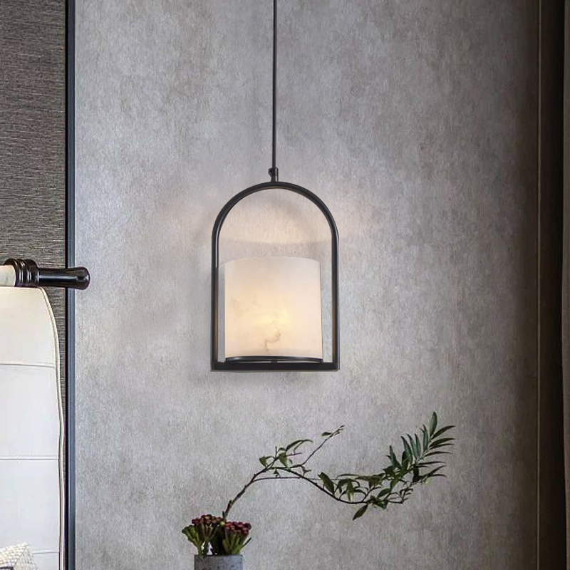 云石吊灯简约后现代餐厅吧台小吊灯卧室床头走廊过道单头小吊灯