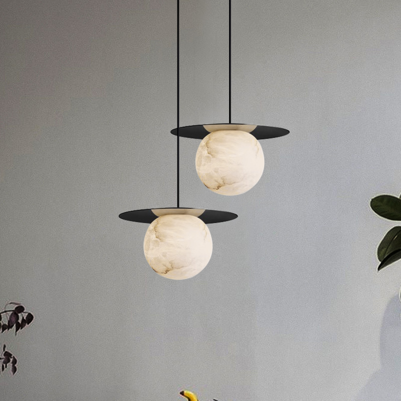 云石全铜小吊灯单头后现代简约北欧卧室床头灯设计师餐厅吧台吊灯