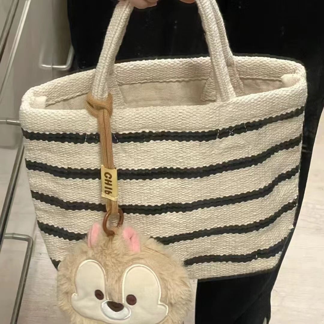 托特包包女2023新款手拎饭盒包百搭单肩包奇奇零钱包挂件