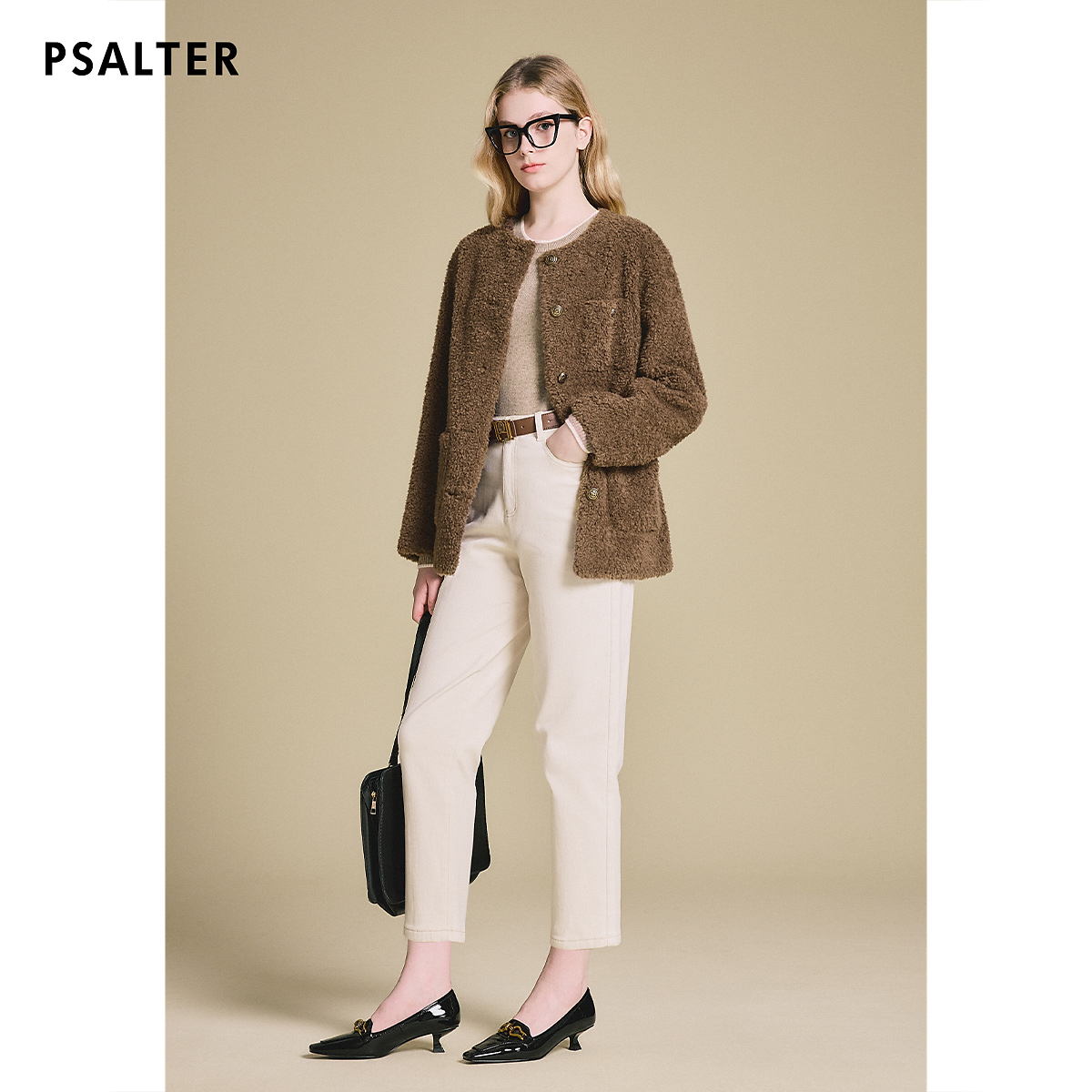 PSALTER诗篇羊毛颗粒绒简约圆领减龄学院风小众羊羔毛外套2025冬