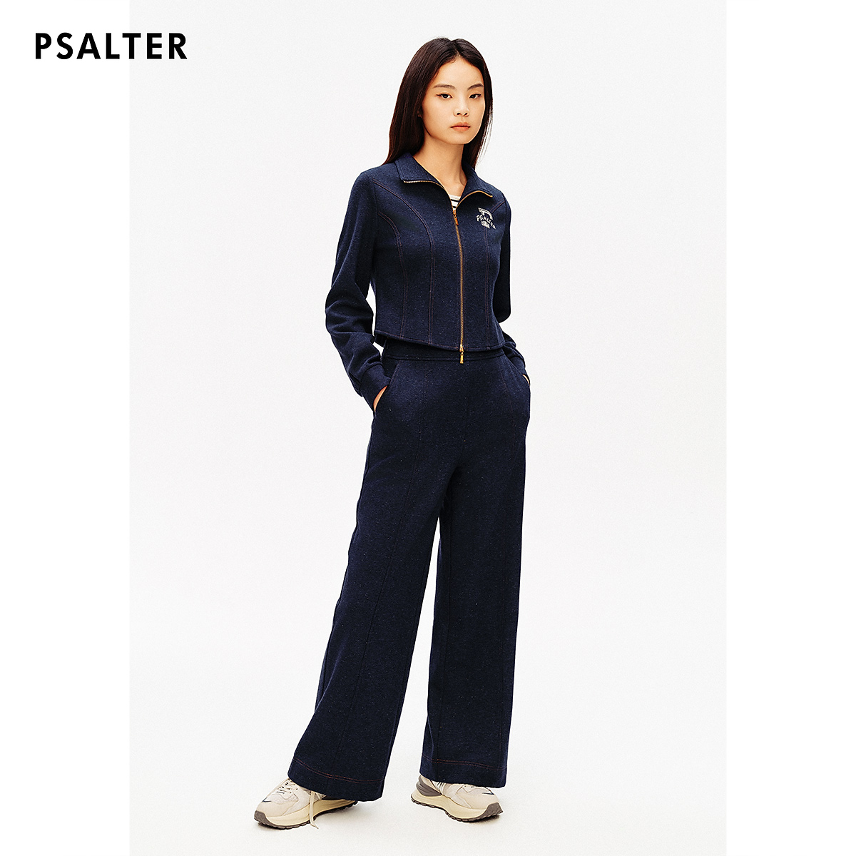 诗篇专选简约学院运动风宽松阔腿直筒裤休闲裤春季