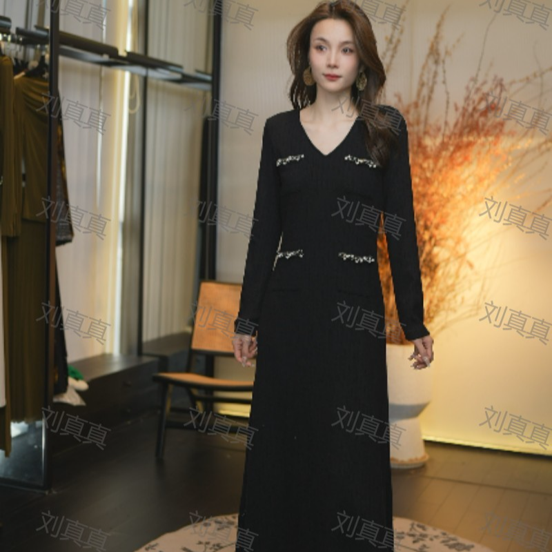 【刘真真闻香识女人】Z235法式轻奢修身显瘦荡领裙子气质连衣裙QC