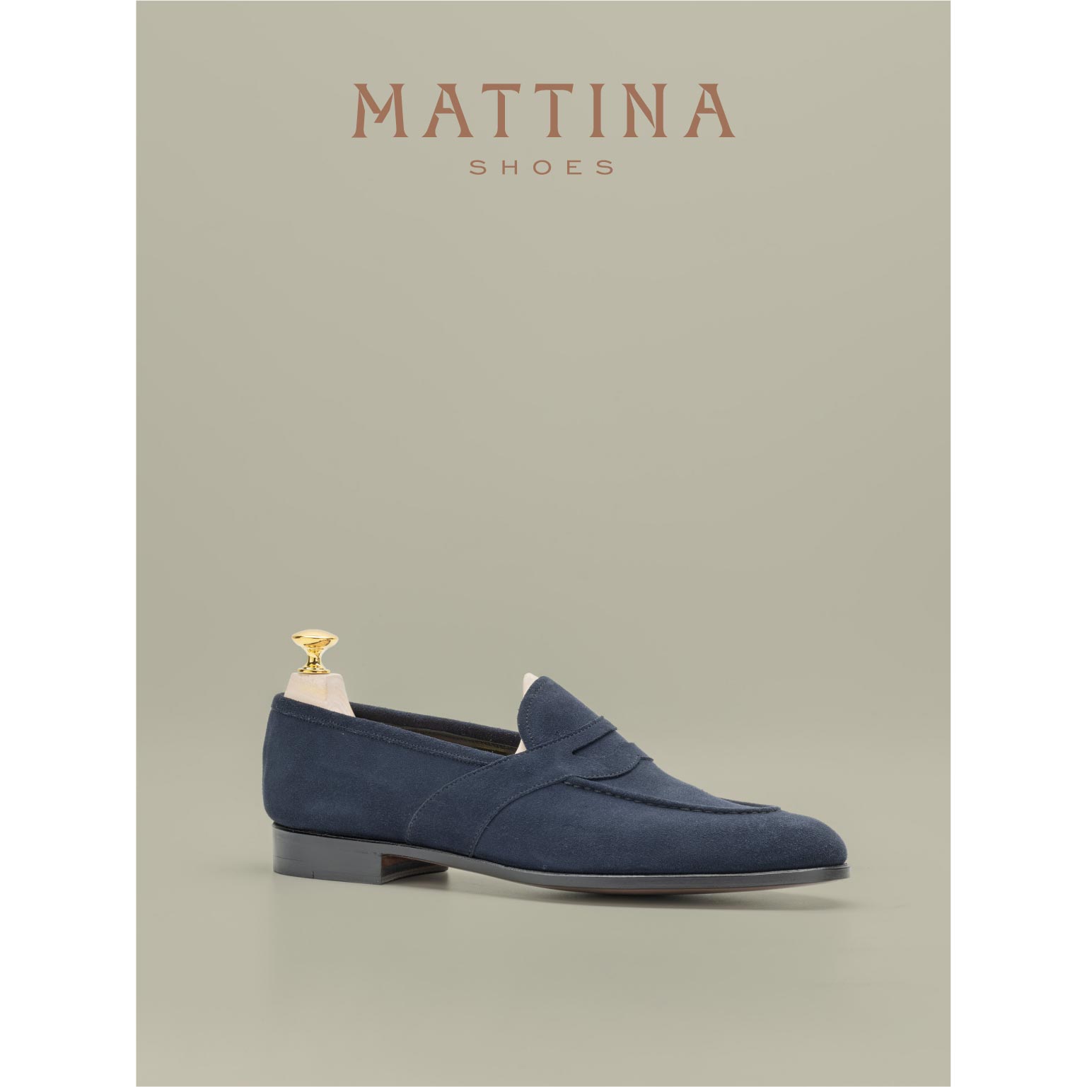 Mattina Rossini Basso男士反绒无里衬一脚蹬Blake皮底皮鞋乐福鞋