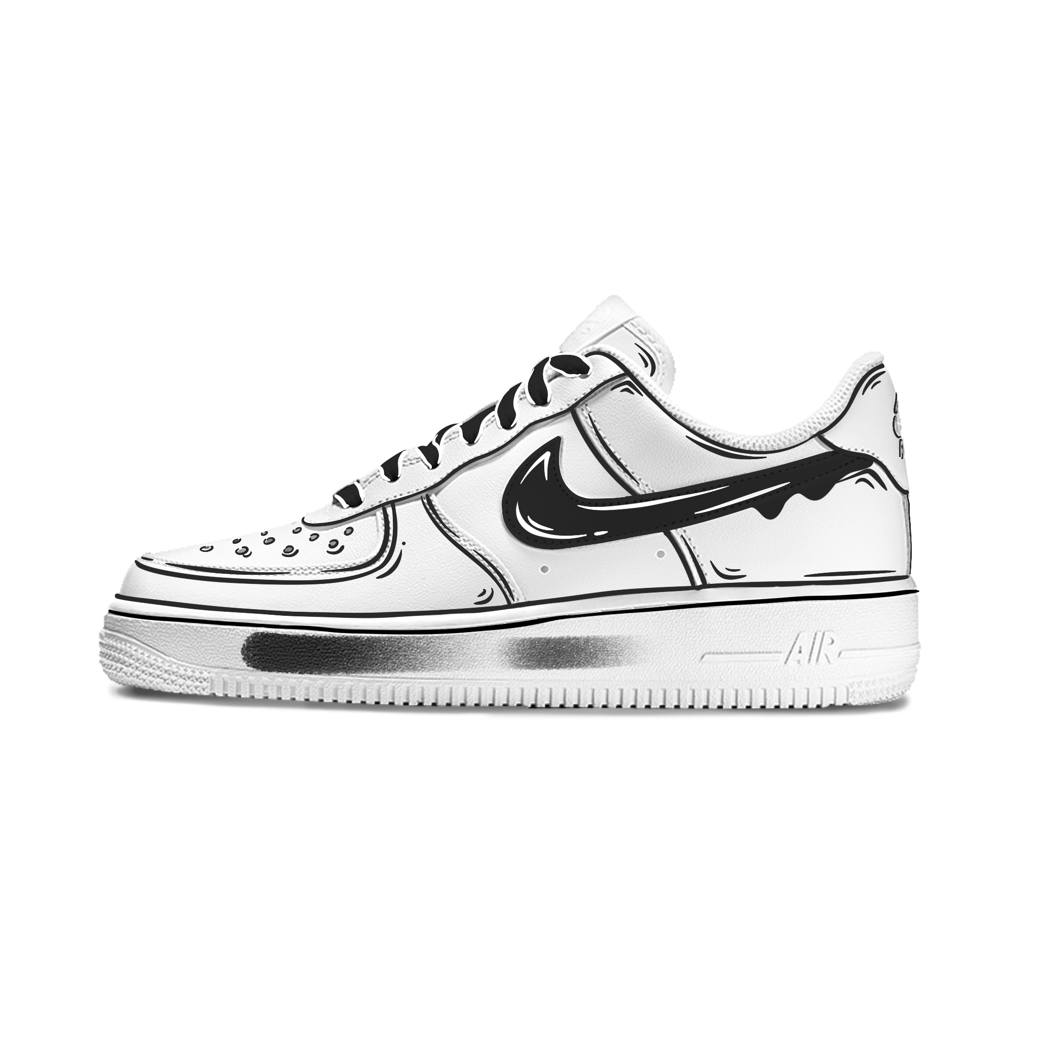 NIKE/耐克NIKE/耐克AIR FORCE 1白二次元勾线做旧板鞋【定制球鞋】