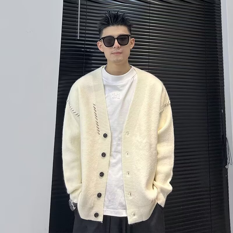 开衫毛衣男春秋季v领韩版潮流休闲ins宽松保暖针织衫外套时尚轻熟
