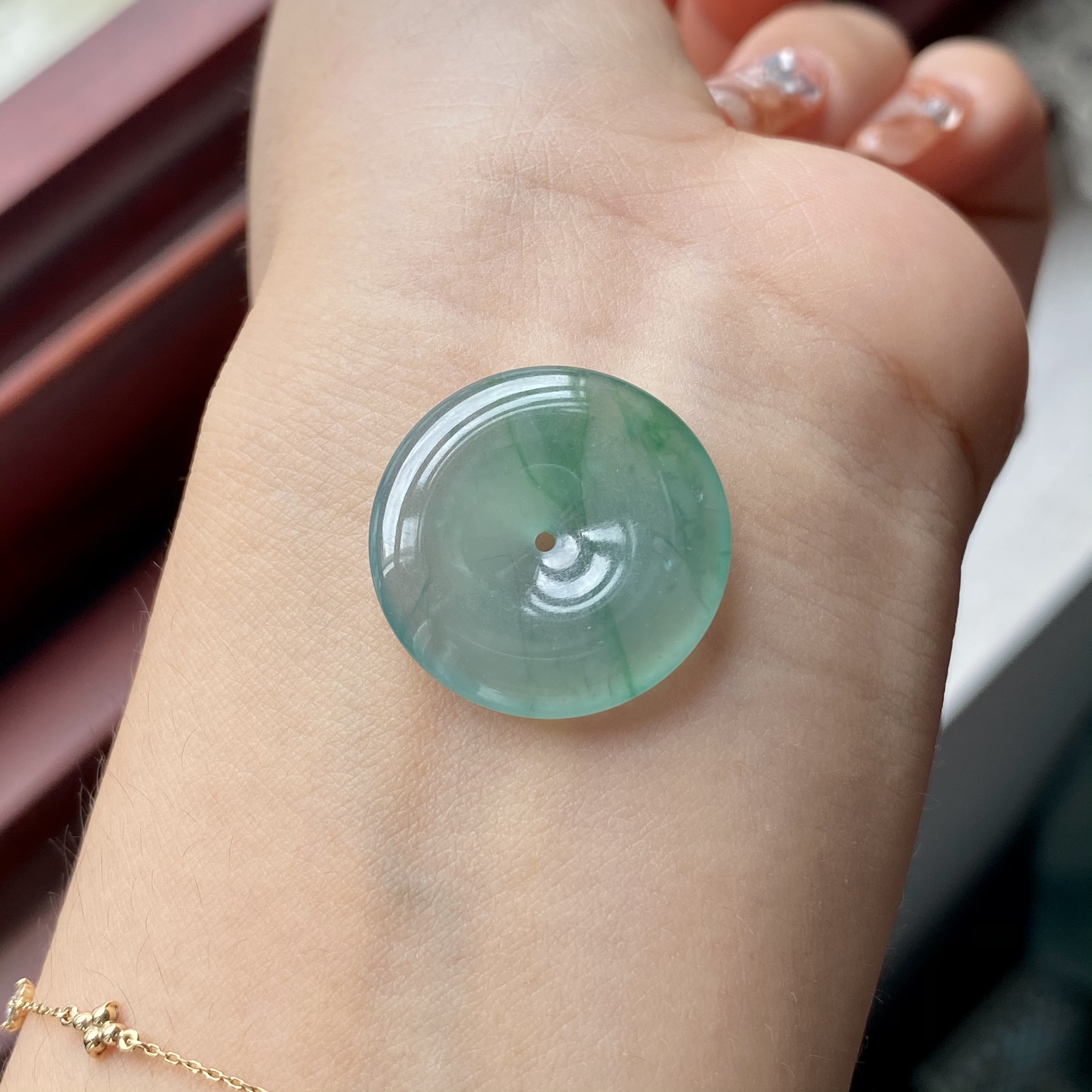 天然A货翡翠冰晴飘花平安扣