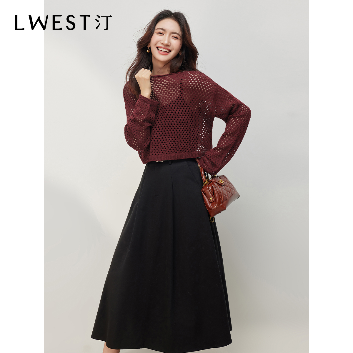 【备用链接】朗文斯汀安哥拉红时尚针织半裙套装DAMG4509D09279