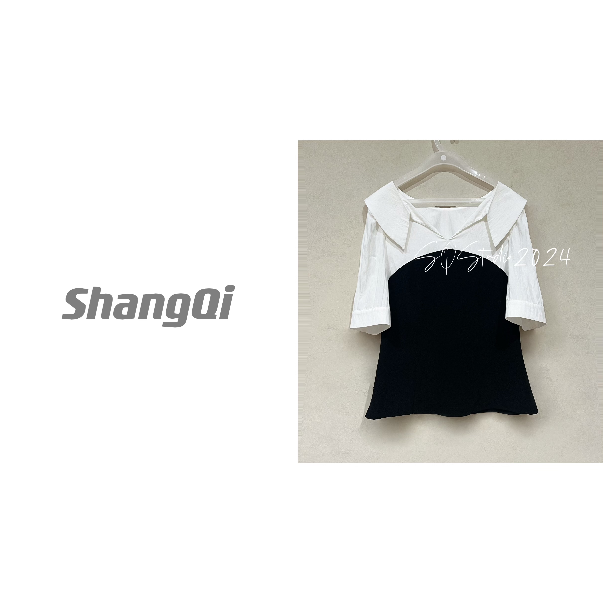 【高定白茶上衣】时尚假两件韩版拼接气质黑色高级感上衣。卡码拍大