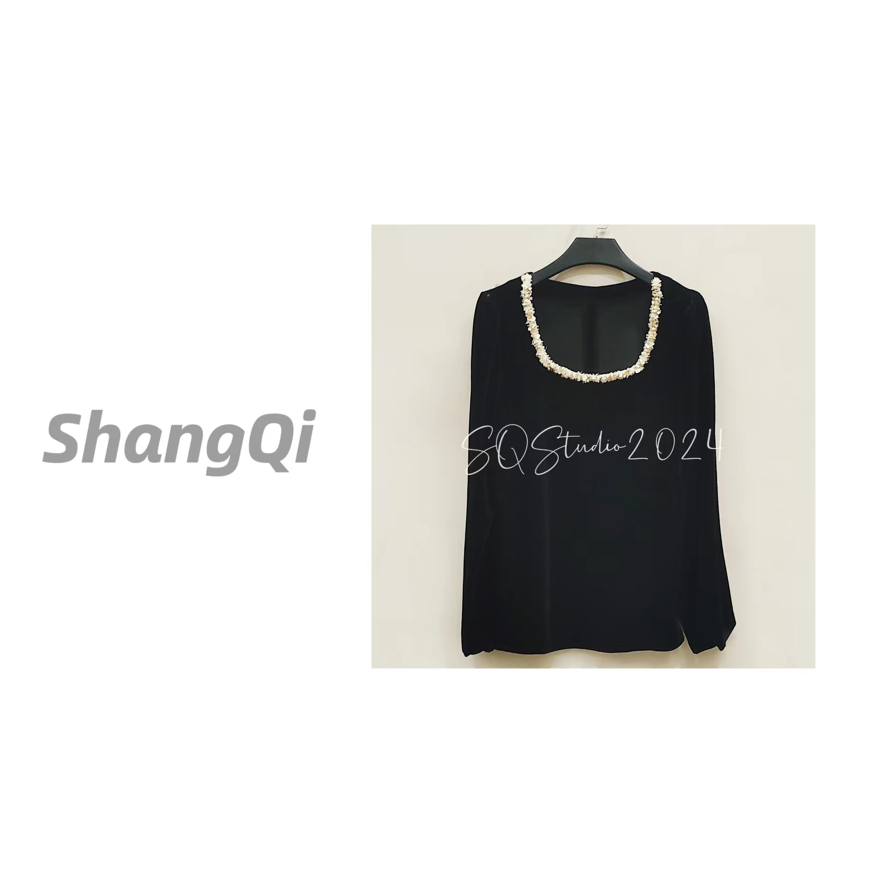 【德兰西丝绒上衣】时尚百搭气质收腰显瘦黑色T恤--A170卡码拍小