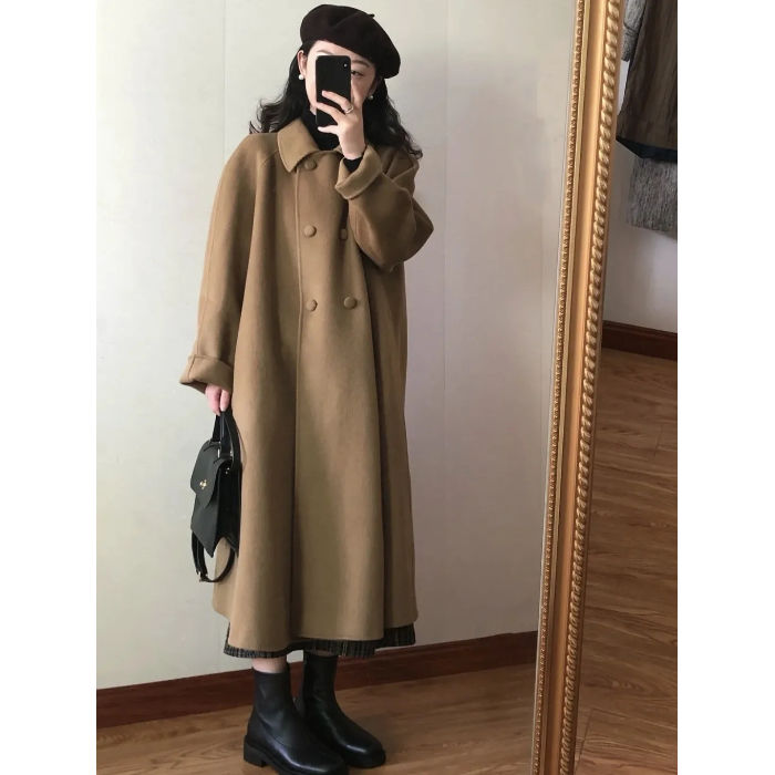 300斤胖MM特大码中长款大衣女秋冬新款呢外套女2023秋冬新款外穿