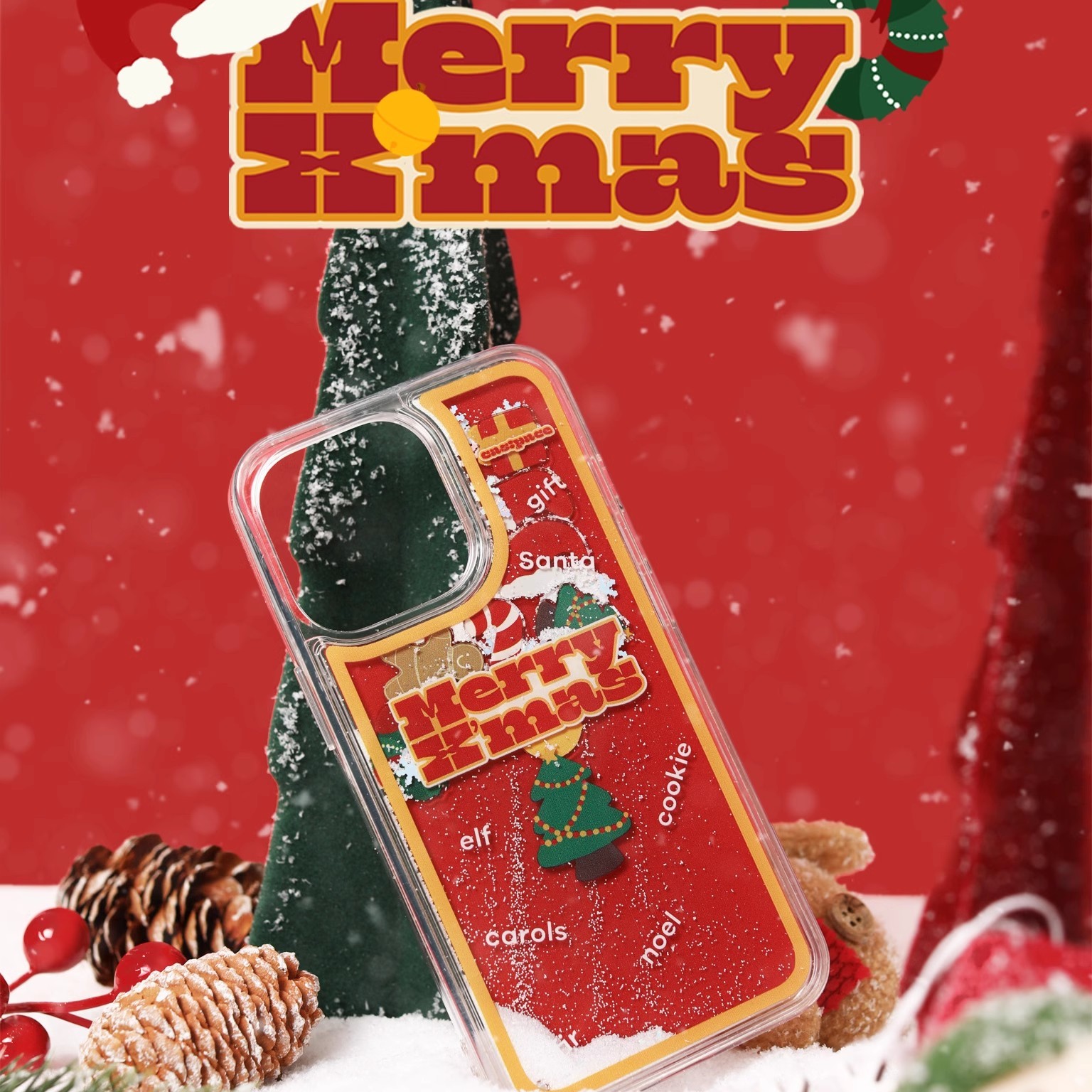 壳空间【圣诞流沙】个性原创手机壳适用14苹果15iphone13promax12p