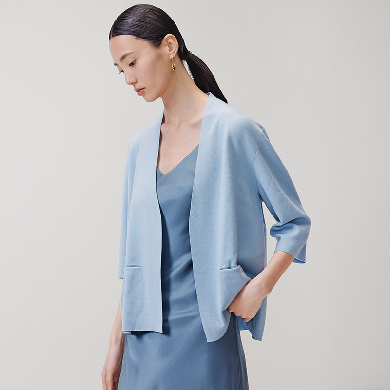 寺山文也 行歌/跨季无忧 澳洲美利奴羊毛 五分袖针织开衫秋夏女