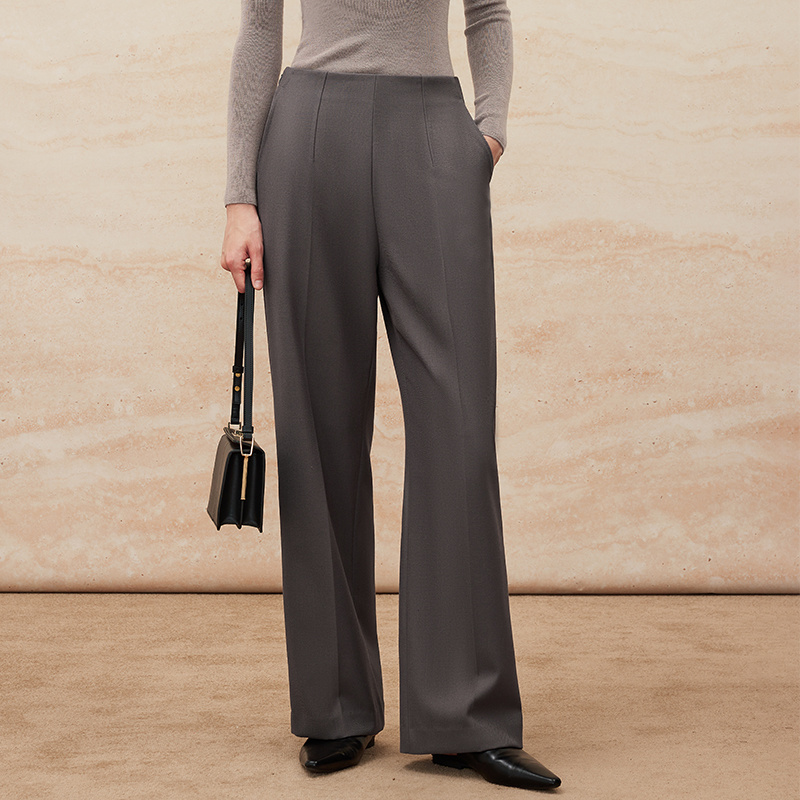 寺山文也 远岫/可陪你过冬 530g精纺阔腿直筒显瘦西裤长裤加厚女