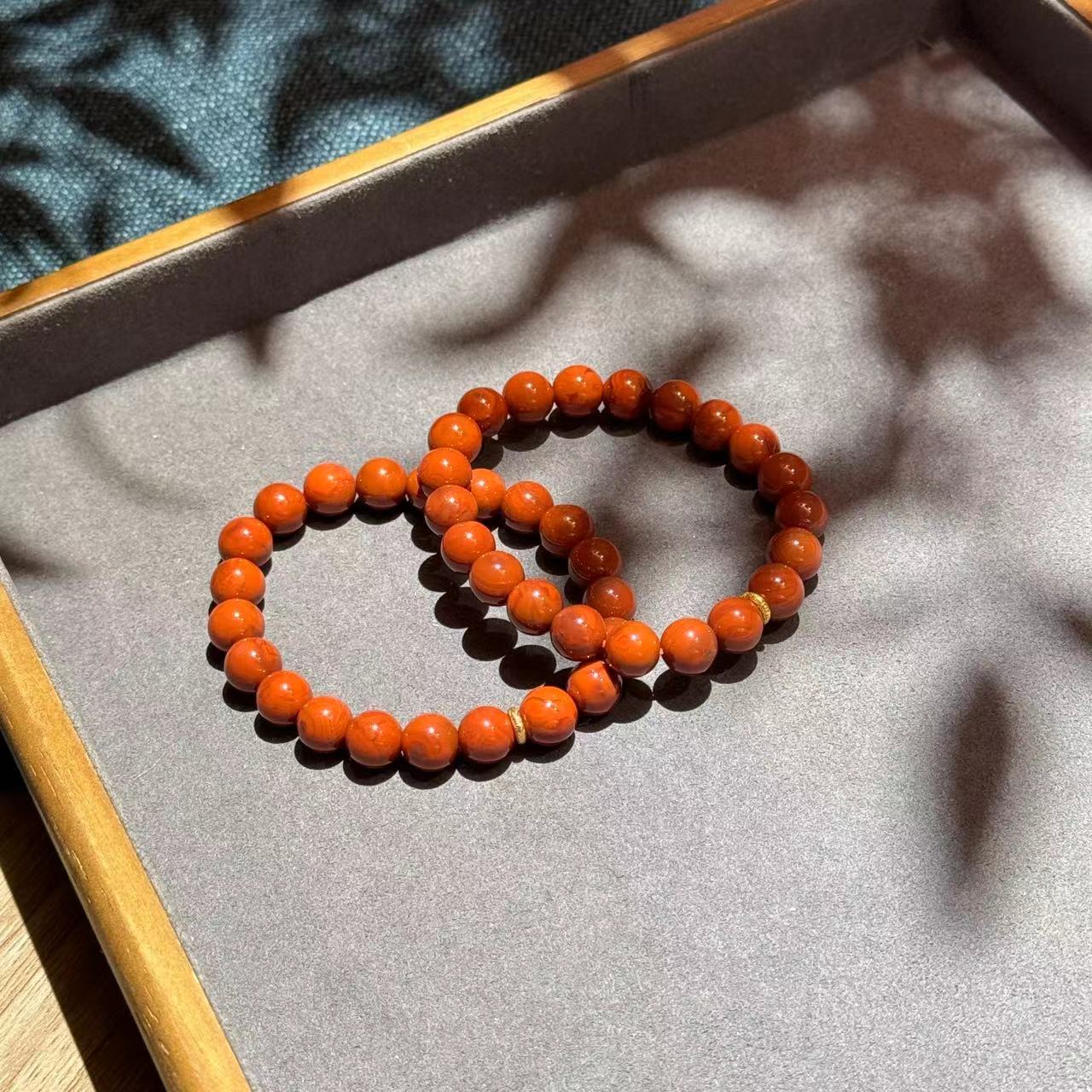 【景润·灼灼其华】原矿南红玛瑙手串川料本命年单圈多样性发其一