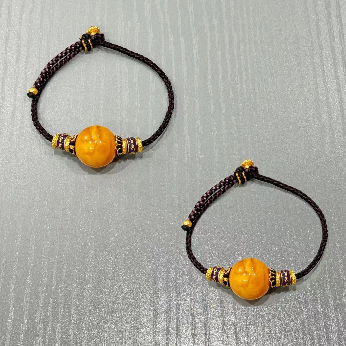 【景润】15mm+贵妃. 天然琥珀老蜜蜡单珠手绳 多样性发货@只发一件