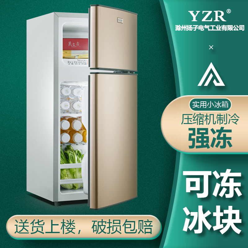 电冰箱一级节能家用小型省电双开门宿舍出租房冷冻小冰箱静音1米2