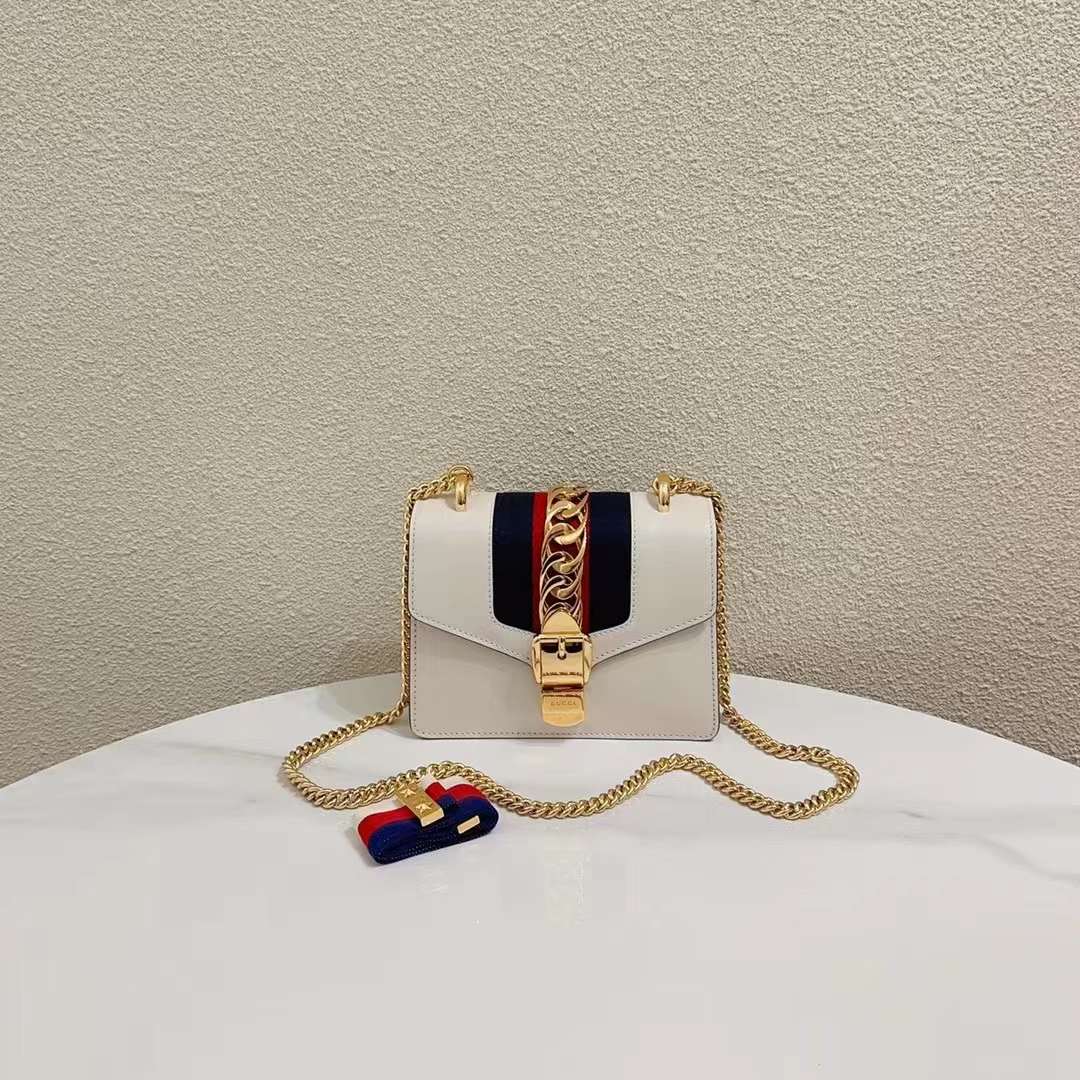 95新 GUCCI/古驰 7姐专场/白色小号塞尔维亚链条包