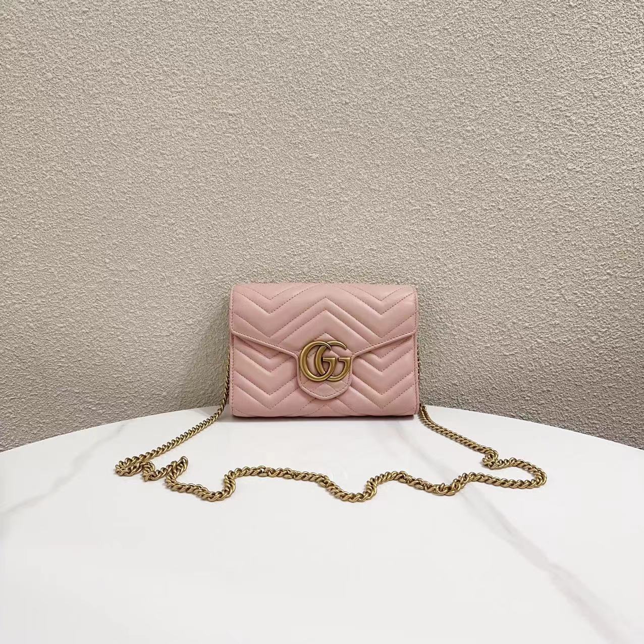 99新  蔚蓝/Gucci 古驰/蜜桃粉 marmont woc 链条包 /超难买