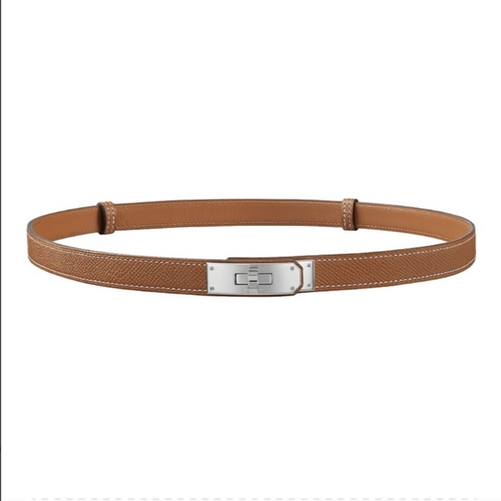 全新未使用 Hermes/爱马仕 /金棕银扣 kelly腰带