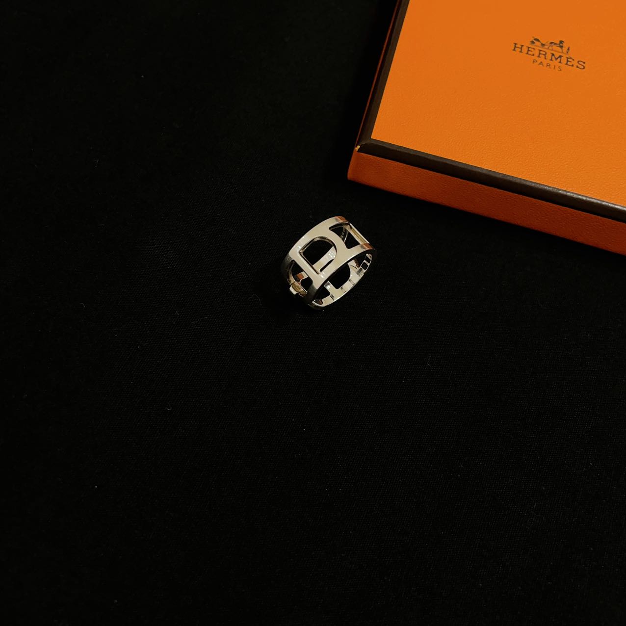 95新  7姐福利/Hermes 爱马仕/银质 猪鼻子 戒指/98新/福利价