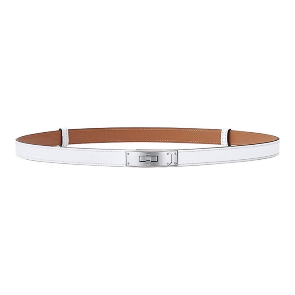 全新未使用 Hermes/爱马仕 /纯白色 Kelly腰带 u刻