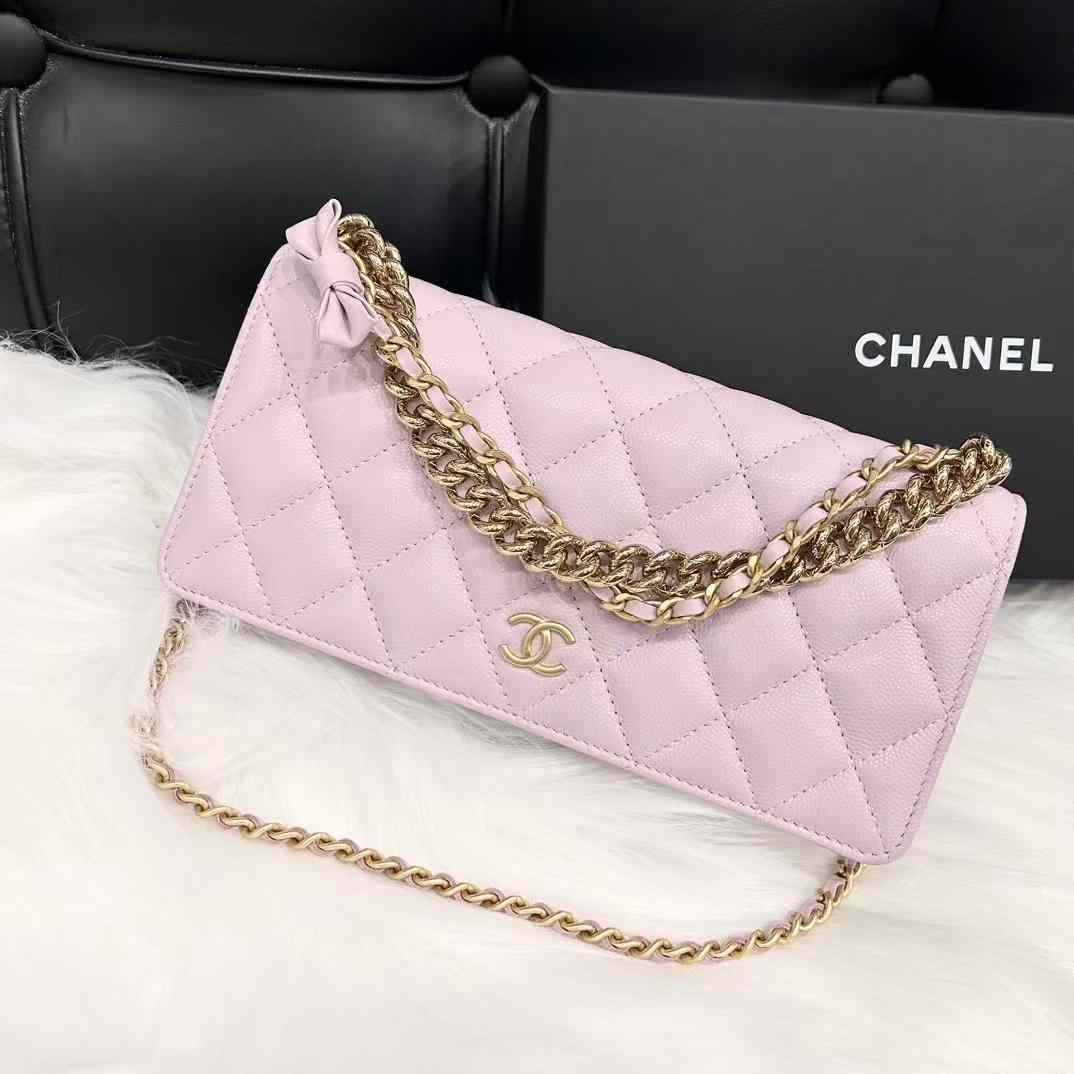 全新未使用 Chanel/香奈儿 7姐专场/24S蝴蝶结 粉紫色woc 芯片款