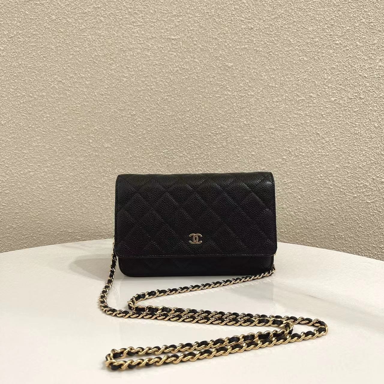 95新  蔚蓝/Chanel 香奈儿/发财包 黑金牛皮woc/98新/超难买