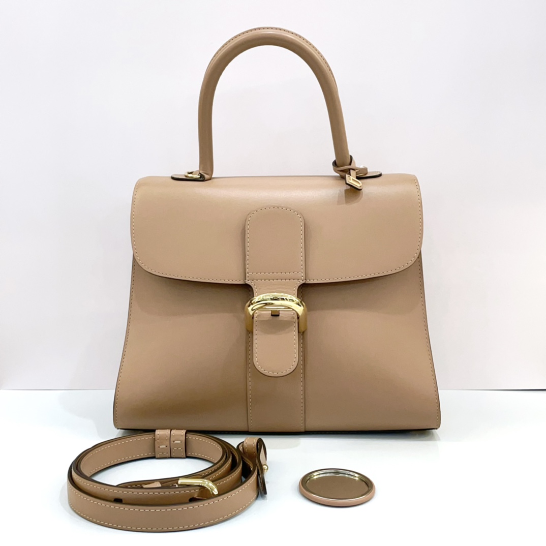 99新 Delvaux/德尔沃 蔚蓝/棕色 大号 Brillant 手提斜挎包