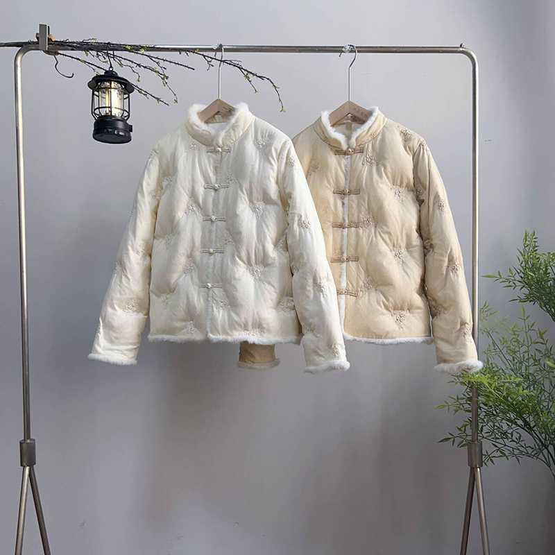 3052《弥香韵》新中式国风白鸭绒立领外套小众一字盘扣羽绒服