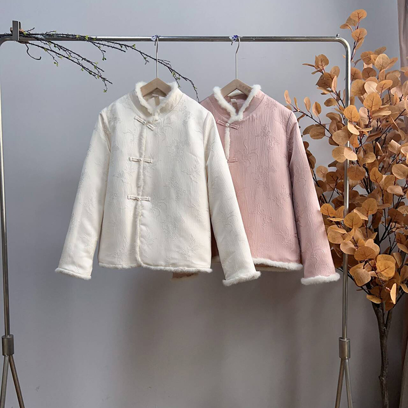 3109《银翎》原创新中式复古气质立领提花外套白鸭绒内胆羽绒服