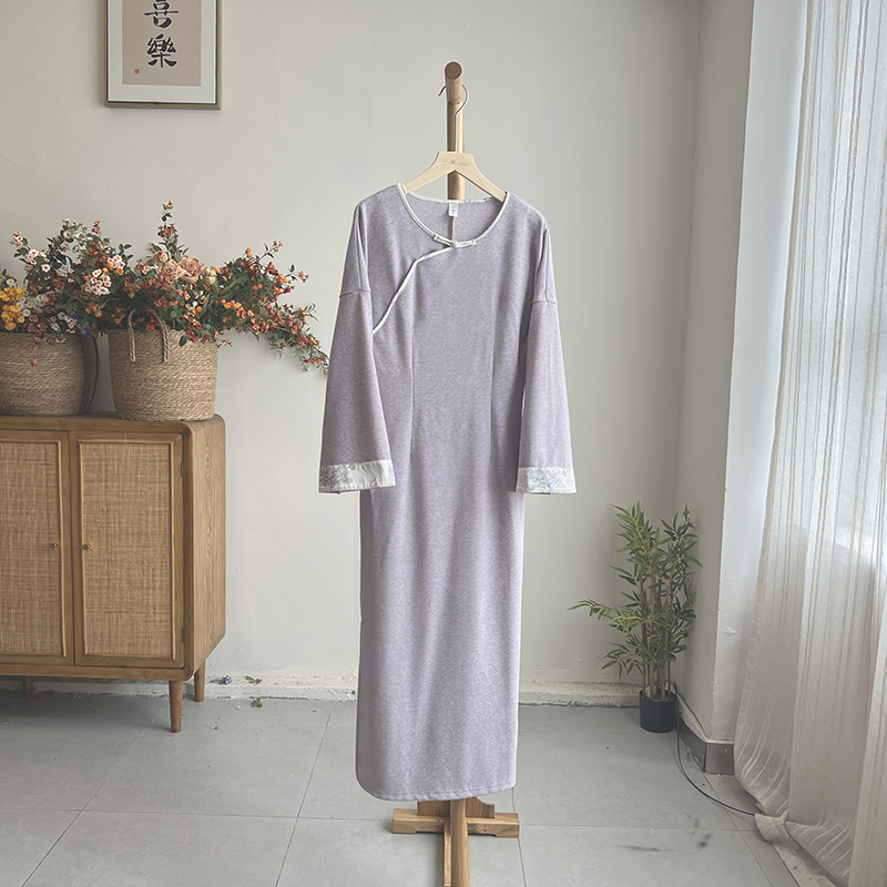 3850《花间半樽酒》原创新中式拼接国风连衣裙秋冬圆领旗袍