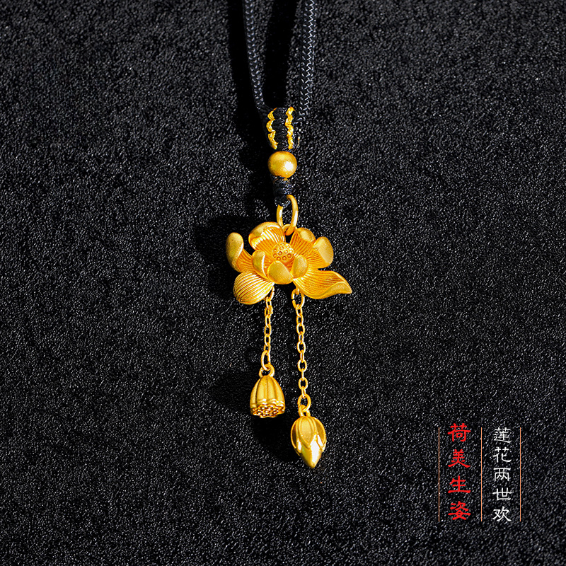 合金项链 莲花两世欢项链毛衣链手工饰品时尚百搭复古古风古法