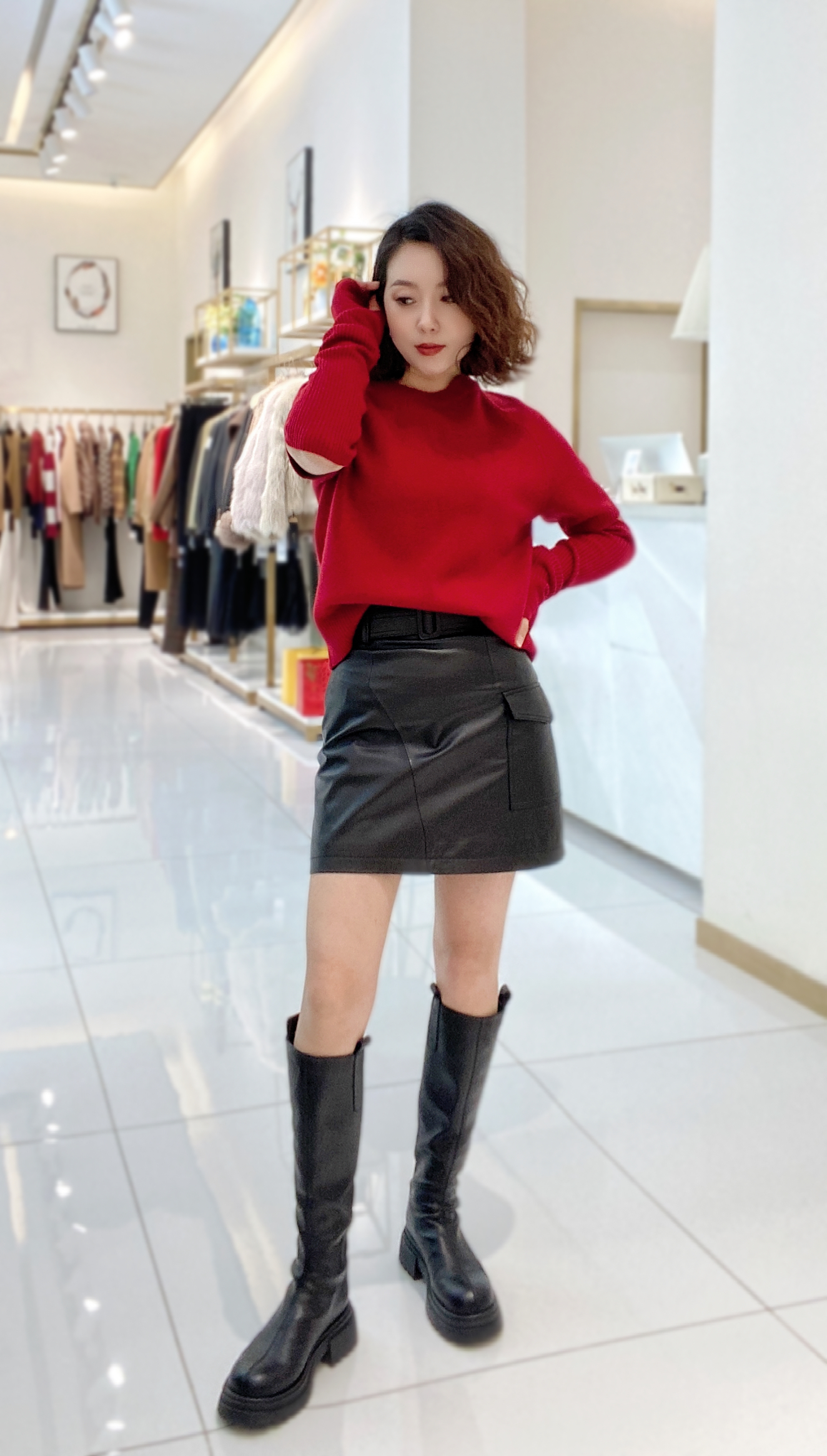 新款圆领短袖设计感小众手袖羊毛衫（配袖套）