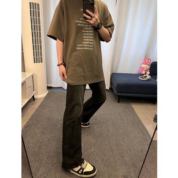 美式渐变做旧牛仔裤男秋季新款潮牌直筒宽松痞帅炸街显高vibe裤子