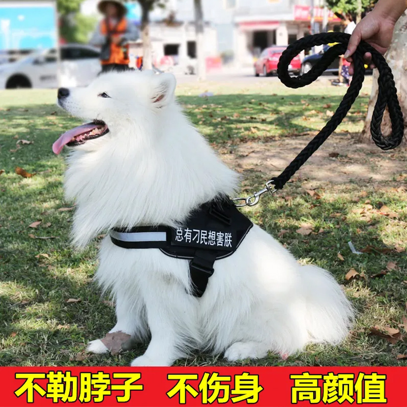 七大碗 狗狗防咬断牵引绳背心式胸背带小中大型犬宠物溜狗绳字帖