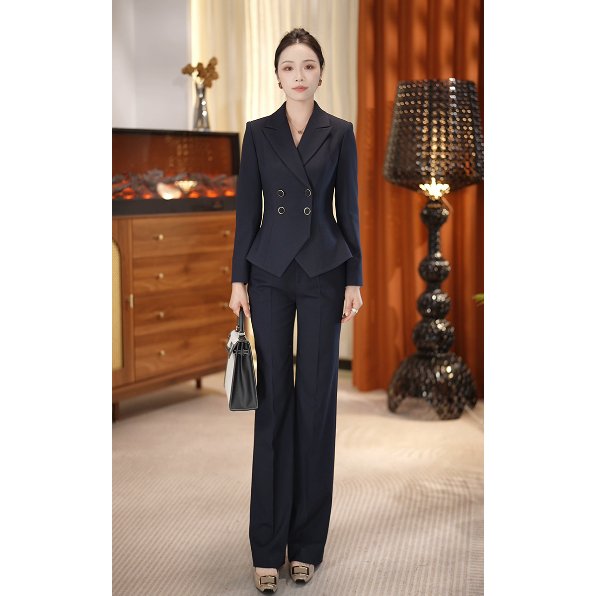 新款上新深藏青色西装套装女时尚高级显瘦显气质春秋款通勤西装