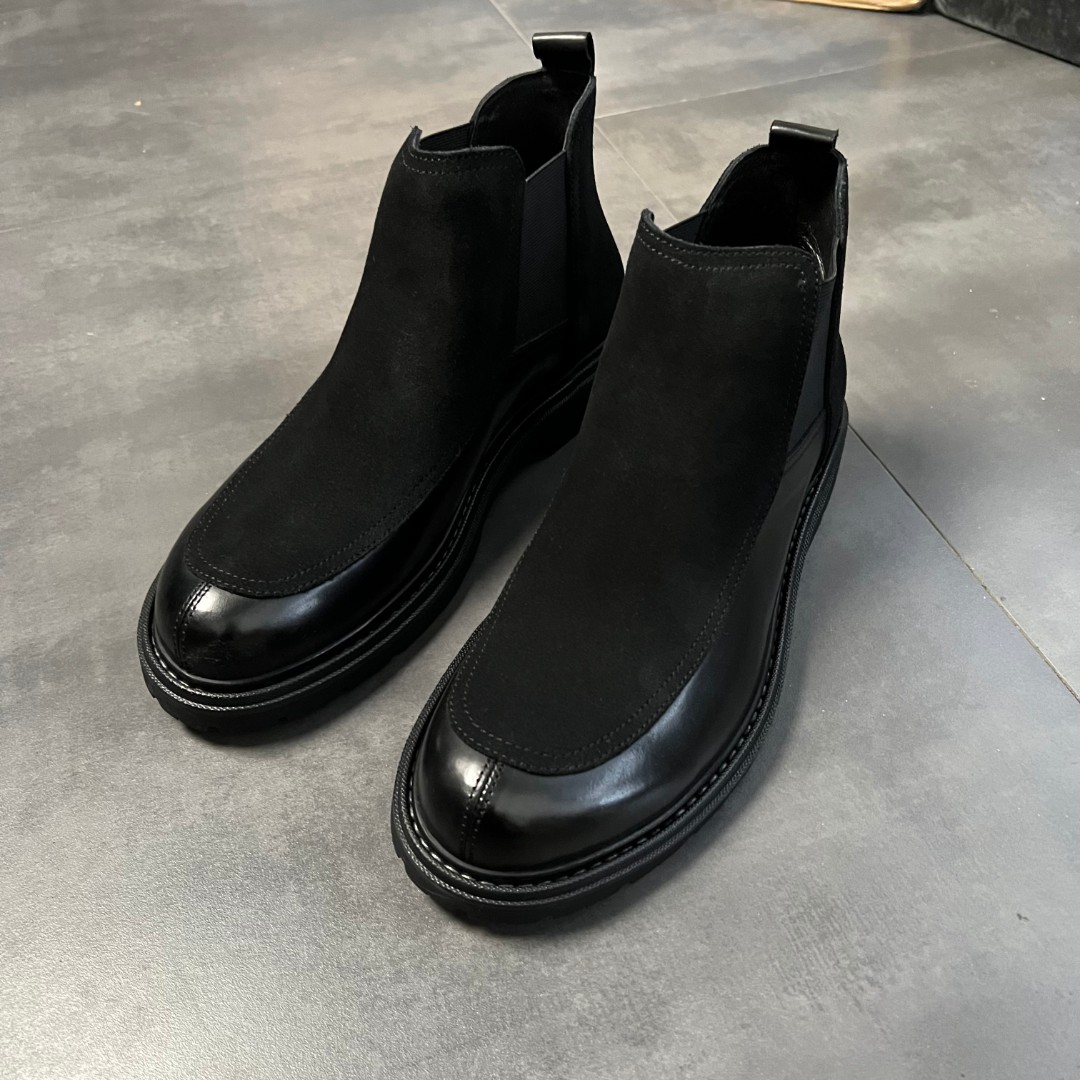 【永浩同款】210335男士休闲牛皮英伦风切尔西短靴真皮