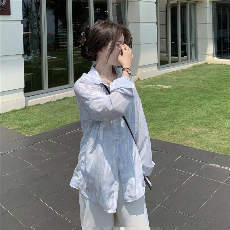 编码036-040百搭透气宽松浅蓝色衬衫【乐物汇】