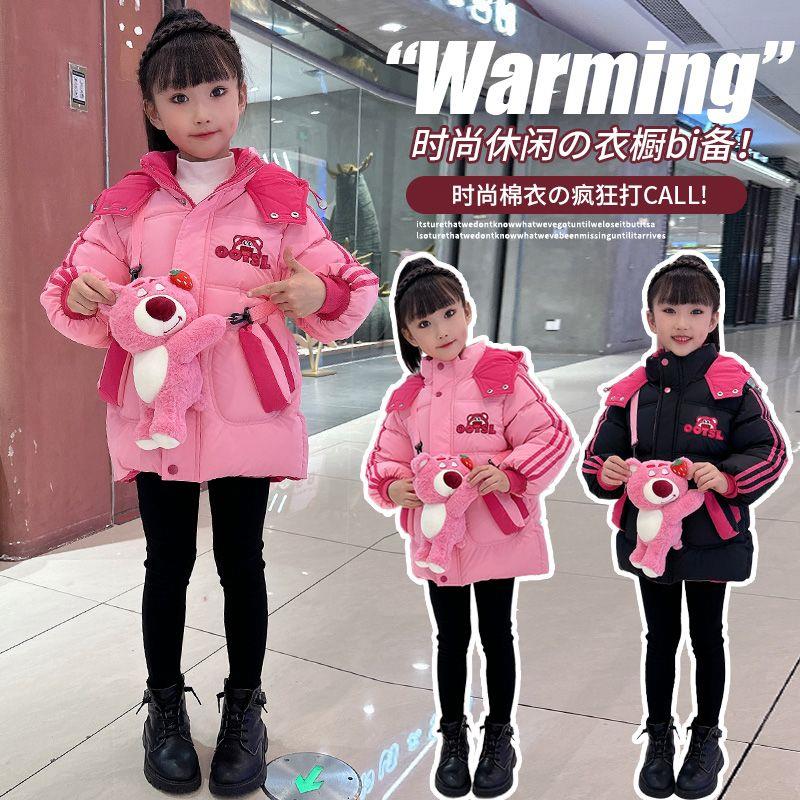女童服中长款2023年新款秋冬装外套衣14岁中大童加厚袄