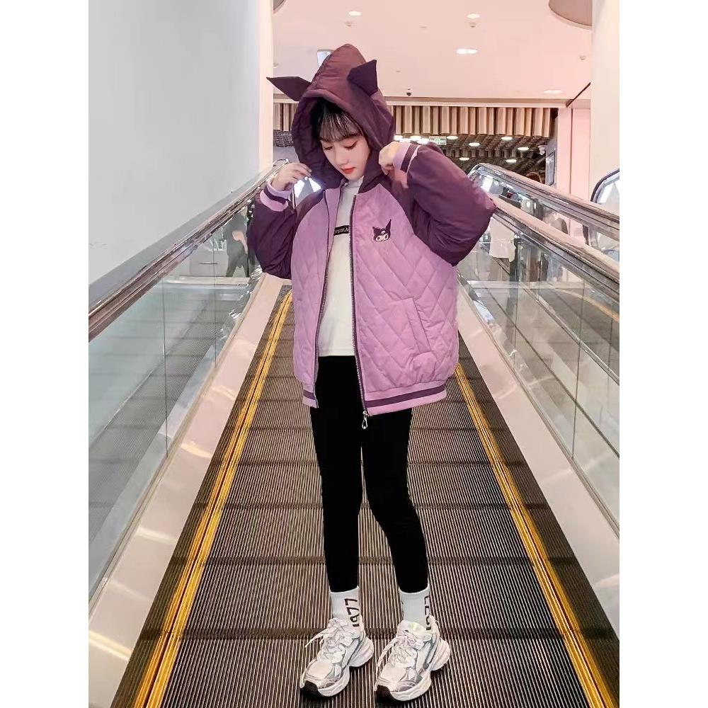 女童加绒外套冬装2023新款中大童秋冬款夹加厚冬季服上衣潮