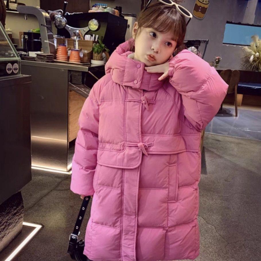 女童服冬季2023新款中大童衣韩版袄长款加厚洋气外套潮