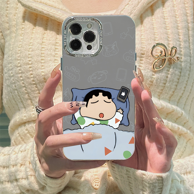 卡通睡觉小新苹果15手机壳iPhone14promax喜庆12防摔11红色13高级