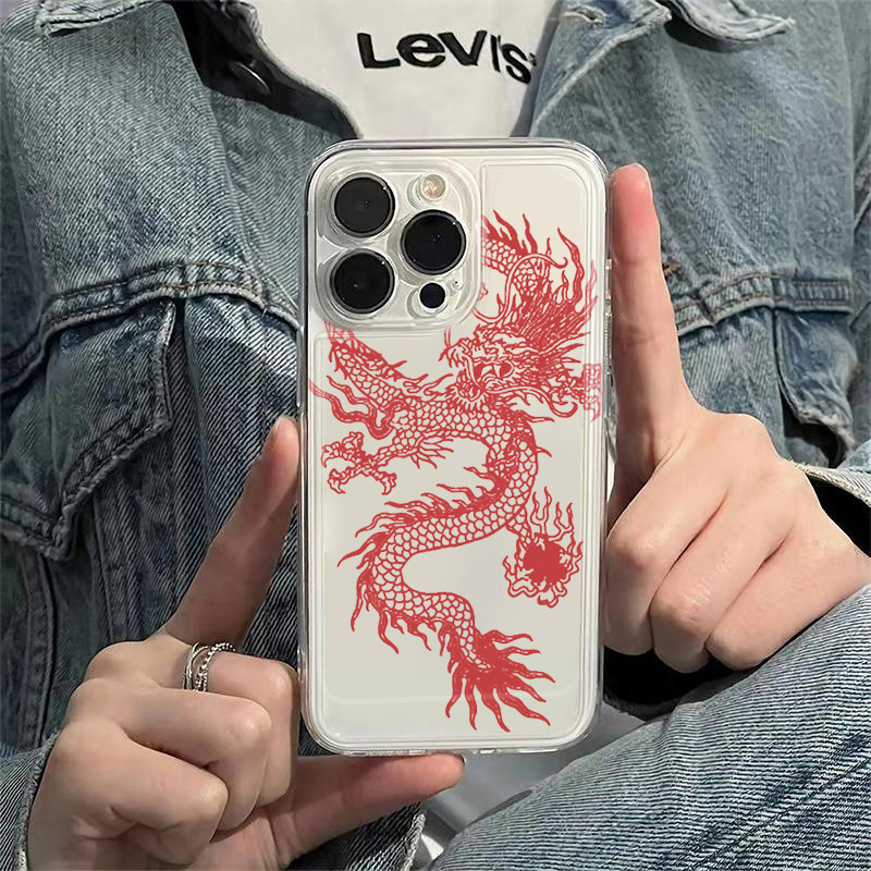 新年中国龙苹果14手机壳iPhone15pro透明13/12软11/8plus7xsmax潮