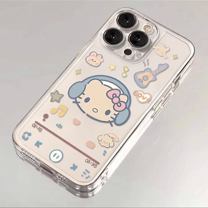 音乐凯蒂猫苹果14手机壳iPhone15pro透明13/12软11/8plus7xsmax潮