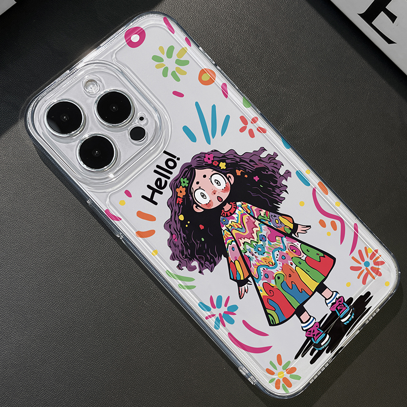 卡通涂鸦女孩红米NOTE13PRO+手机壳k60ultra/12turbo软50/11防摔e