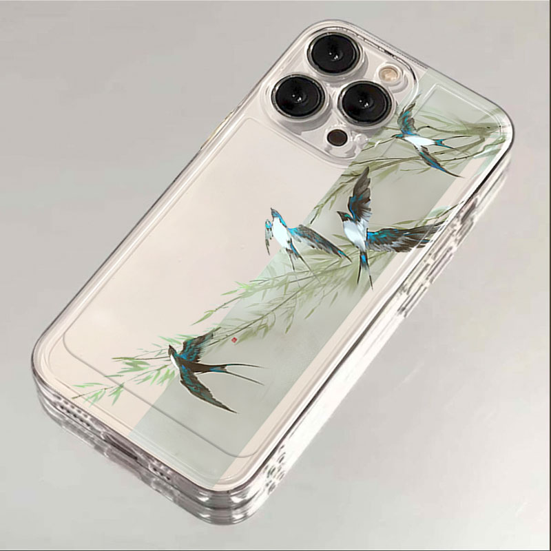 国风喜鹊报春苹果14手机壳iPhone15pro透明13/12软11/8plus7xsmax